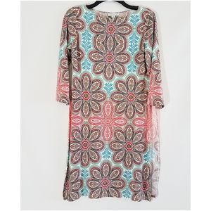 🌺London Style Floral Boatneck Blouse Wit Sid Slit